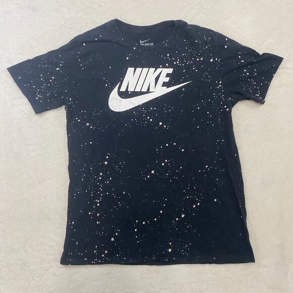 Nike Other - Nike The Nike Tee Paint Splatter Center Swoosh T-Shirt Black White Size Large